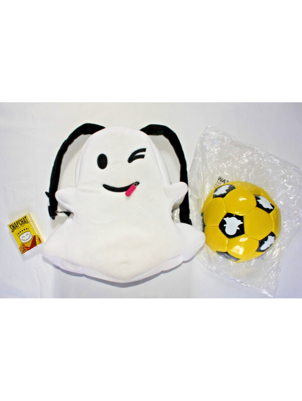 Rare Deadstock Official Snapchat Promo Swag Bundle: Plush Backpack & Ball, Cards